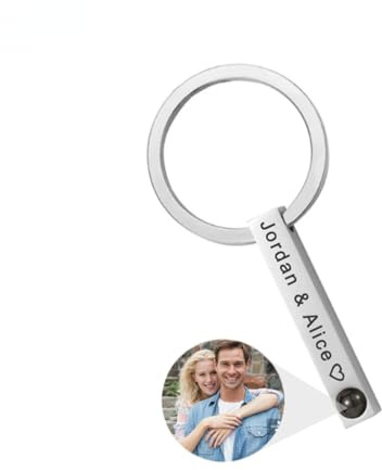 Personalized Photo Projection Keychain Custom Heart Photo Keyring Projection Keychain for Women Anniversary Memorial Gifts