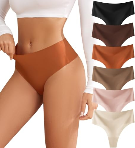 oshkang Thongs for Womens High Waisted Seamless No Show Underwear 6 Pack