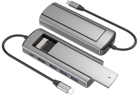 Ctwezoikmt 6-In-1 Dual-Protocol SATA+NVME Docking Station Aluminum Alloy 6-In-1 Dual-Protocol SATA+NVME Docking Station TYPE-C Docking Station M.2 Hard Disk Enclosure NVME SATA Dual Protocol