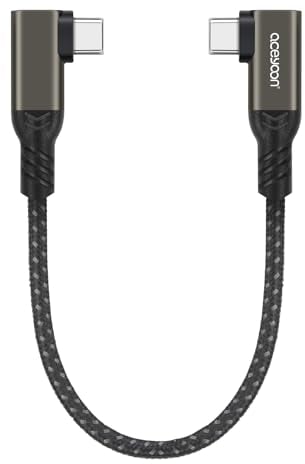 aceyoon 240W Cavo USB C Corto, 20cm USB C a USB C Cavo Angolo 90 Gradi Nylon Intrecciato di Tipo C Cavo di Ricarica Veloce per iPhone Serie 15, per Galaxy S20 S10 S9, per Google 4/3 XL,