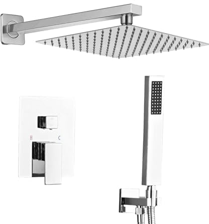 Sanitemodar Ducha Empotrado Cromo, Grifo Ducha Empotrado con 30x30cm Ducha de Lluvia, Duchas de Baño Empotradas con Alcachofa