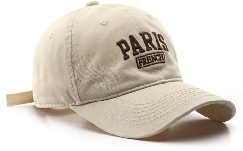 Paris Hat Unisex Baseball Cap Soft Sun Hat Adjustable Trucker Cap, Beige, M-L