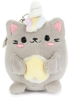 Balvi Porte-clefs Fluffy Kawaii Starry Couleur Gris Chat Licorne Qui Tient Une étoile en Peluche Douc
