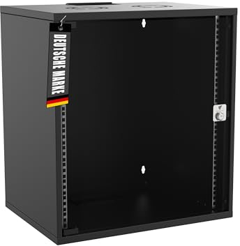 Bemacom Netzwerkschrank - Serverschrank 19 Zoll 12HE - Server-Racks für Wandmontage - EDV-Gehäuse mit Traglast 60kg - 400 x 540 x 595 mm Schwarz