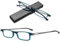 VEVESMUNDO Schmal Lesebrille Metall Leicht Flach Kompakt Lesehilfe Sehhilfe Brillen für Unterwegs mit Etui +1.0,+1.5,+2.0,+2.5,+3.0,+3.5 (+2.0, Blau)