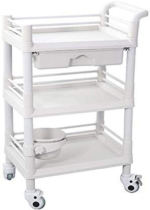 Utility Beauty Trolley mit Schublade und Schmutzeimer, Werkzeugwagen, Weiß, 54 x 3 cm, bewegliche Sackkarren, Aufbewahrung, Küchenwagen, Rollwagen, Sammelwagen