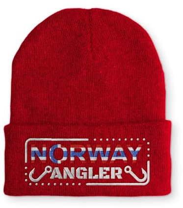 tshirtladen Beanie Norway Angler Wintermütze lustige Mütze mit Spruch, Farbe: Rot