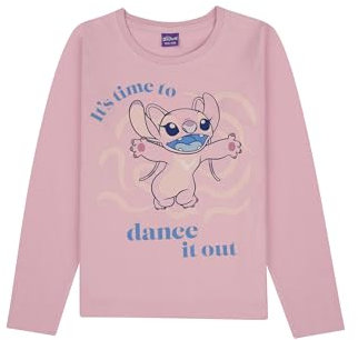 Stitch and Angel Camiseta de manga larga para niña | manga larga para niños | Disney | Regalos para niñas | Top | Lilo y Stitch | Ropa, Rosa., 134-140