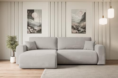 ALTDECOR Ecksofa mit Schlaffunktion und Bettkasten Corner Sofa Eckcouch Couch L-Form universal, links/rechts angeordnet Schlafcouch Ausziehbar Wohnlandschaft Schlafsofa ORRO-L - 272x145x83cm Hellbraun