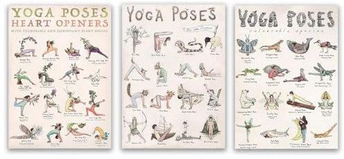Gefährdete Arten Yoga, Happy Yoga Poster Drucke Leinwand Malerei Wand Kunst Meditation, Achtsamkeit, Meditation, Yoga Zimmer Dekor 30X40Cmx3Pcs Kein Rahmen