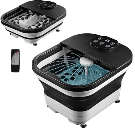 Spa pour les pieds TZS First Austria | Pliable | Rouleaux de massage motorisés | Chauffage 35-48 °C | Supports de stabilité | Affichage LED | Télécommande | Noir