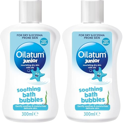 Oilatum Junior Soothing Bath Bubbles, for Dry, Sensitive & Eczema-Prone Skin, Gentle Cleanser Soothes & Moisturise Delicate Skin, Everyday use for Babies & Children, Fragrance Free, 1 x 300ml