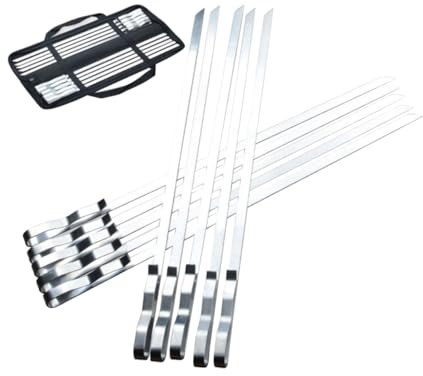 HEMOTON 10 Pièces Lot De Brochettes Plates Acier Inoxydable Pour Barbecue Brochettes à Viande