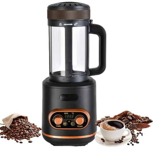 Tostador de café eléctrico, tostadores automáticos de 2400 W, capacidad de 300 g, pantalla digital y temporizador, cámara transparente, temperatura ajustable para el hogar, oficinas, cafetería