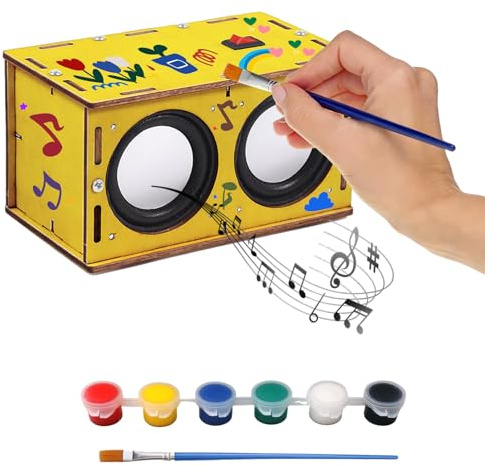 DIY Bluetooth Speaker Kit with Acrylic paint STEM Projects for Kids & Adults Build Your Own Bluetooth Speaker Science Experiment Gifts for Teenage Ages 10 and Up Electronics Set(Dual Speakers)