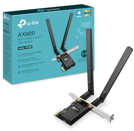 TP-Link Archer TX10E AX900 Wi-Fi 6 WLAN Karte für PC, Bluetooth 5.3 PCIe-Adapter, 600 Mbit/s 5 GHz und 287 Mbit/s 2,4 GHz, WPA3-Verschlüsselungsstandard, MU-MIMO, Unterstützt nur Windows 11/10