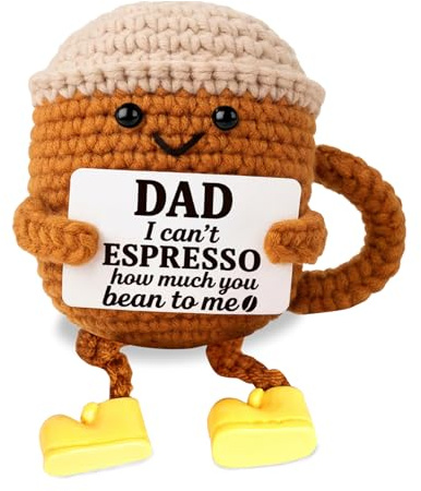 Mitibet Dad Gifts from Daughter, Crochet Coffee Cup Fathers Day Ideas, Funny Birthday Presents for Father, Dads Birthday Gift from Son, Daddy Daughter Present, Positive Home Office Decor