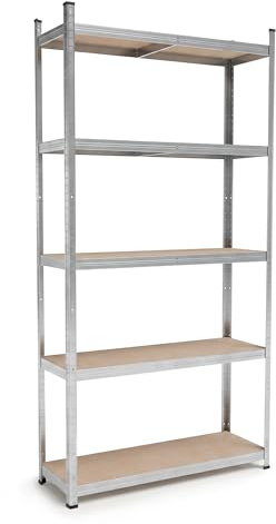 BELKO® Schwerlastregal C117 Verzinkt, 180x90x30 cm, schmales Lagerregal & Kellerregal, Metallregal 5 Böden, Steckregal bis 875kg belastbar (175kg pro Ebene), Werkstattregal