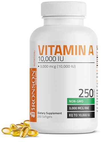 Bronson Vitamin A 10,000 IU Premium Non-GMO Formula Supports Healthy Vision & Immune System and Healthy Growth & Reproduction, 250 Softgels