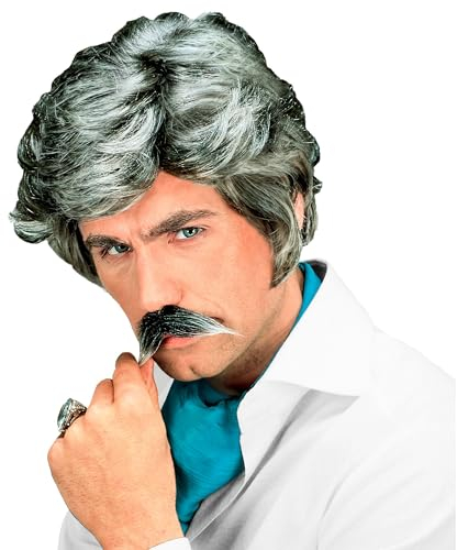 W WIDMANN MILANO Party Fashion - Perücke Casanova mit Bart, 80er Jahre, Kunsthaar, Gangster