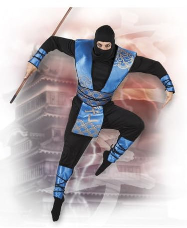 Boland - Costume Ninja Royal, plusieurs pièces, capuche, t-shirt, tabard, manches et jambes et pantalon, bleu-noir