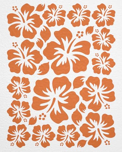 WANDfee Wandtattoo Hibiskus Blumen Hibiskusblüten FARBWUNSCH orange Wandsticker Wandaufkleber Fliesenaufkleber