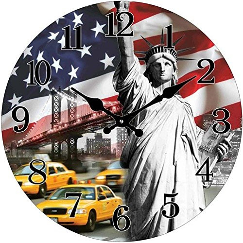 Glas Uhr Statue of Liberty Stars & Stripes 38 cm