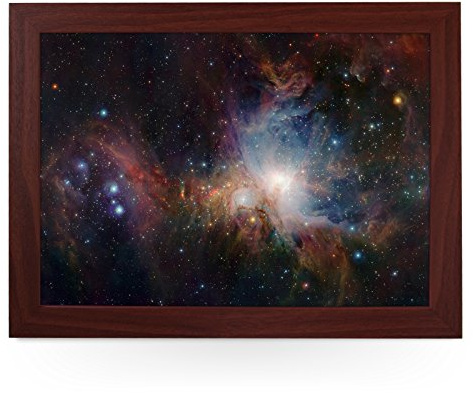 Portable Lap Desk Tray (Orion Nebula Space) Handmade Wooden Frame, Beanbag Cushioned Bottom | Computers, Laptops, Meals, Food | L0130 Brown