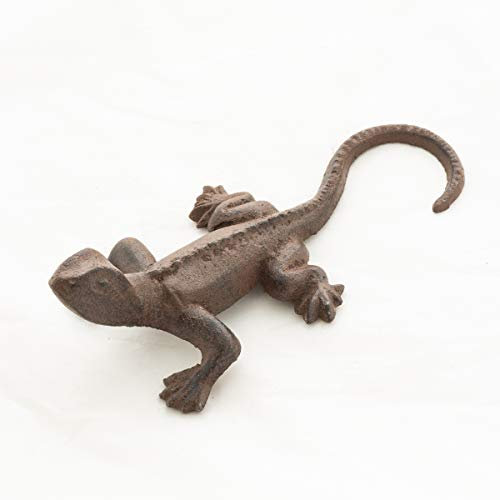 Antikas - Eidechse als Dekoration, Salamander aus Gusseisen, Gecko in antikbraun