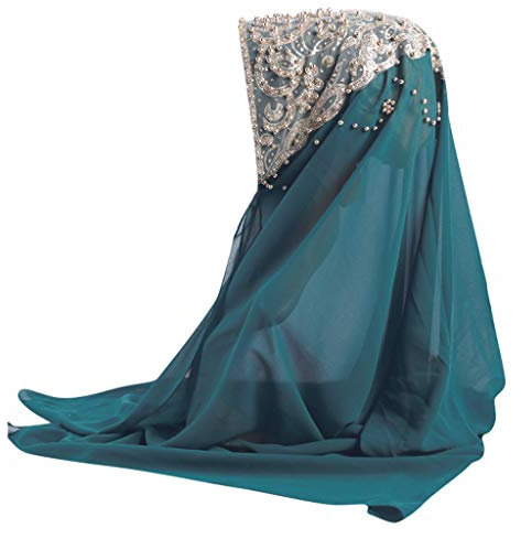 Lazzboy Plain Chiffon Muslim Hijab Schal Halstuch Damen Kopftuch Gesichtsschleier Glitzernder Turban Hidschab Diamanten Islamischen Abaya Dubai Frauen Ramadan Kopfbedeckung Bandana(K)