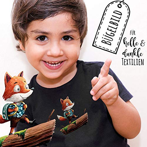 BügelbilderApplikation Fuchs Schultasche Schulkind Schuljunge Bügelbild Patch Bügelmotiv Shirt bb198 - ausgewählte Größe: *Gr.2 - ca. 10,5cm x 15cm (auf A6 angepasst)*