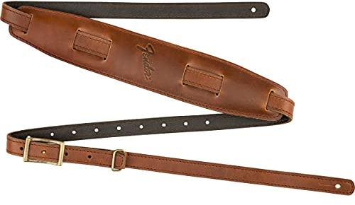 Fender® » MUSTANG® VINTAGE SADDLE STRAP« Gitarrengurt aus Leder - Farbe: Cognac, 44