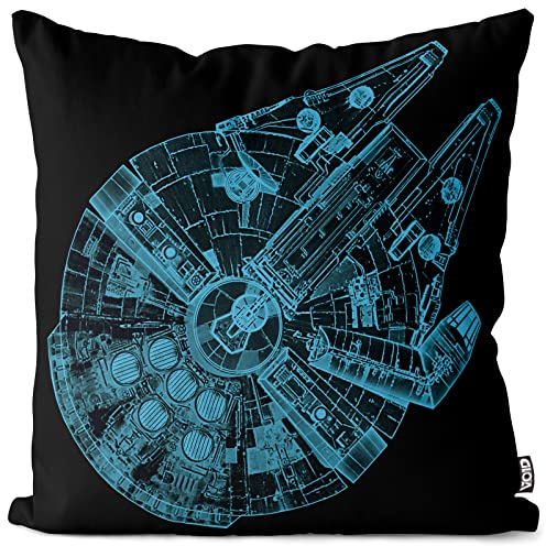 VOID Millennium Falcon Top View Kissenbezug Kissenhülle Polyester wasserfest Outdoor Indoor falkon rasender Falke, Kissen Größe:40 x 40 cm