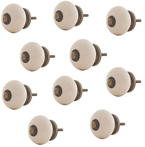 Knober Möbelknöpfe marmoriert Keramik Porzellan Vintage Landhausstil Shabby-Chic 40mm Knauf Türgriff (Beige Antik 10 Stk)