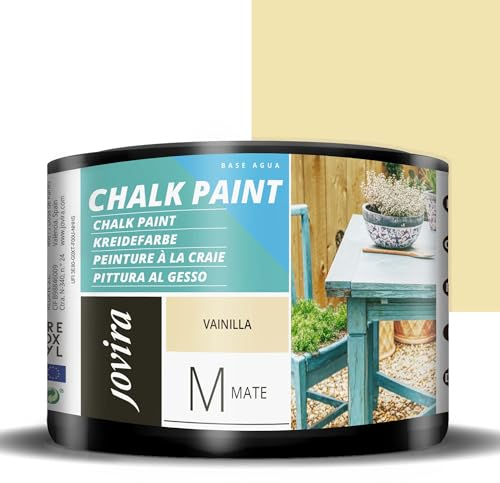 JOVIRA PINTURAS Pintura Tiza - Chalk Paint al Agua Mate. Renueva tus muebles con creatividad. (375 Mililitros, Vainilla) C-59B