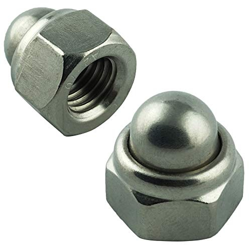 M6 (10 Stück) Hutmuttern selbstsichernd mit Klemmteil - Edelstahl VA A2 V2A - Sechskant-muttern - Stoppmuttern - Kappen-mutter DIN 986 | AGBERG