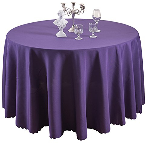 TANGMEN Pure Farbe Tischtücher Ornamente Rund Tischdecke Hoteltischdecke Konferenztischdecke Dunkel Lila Rund:160cm