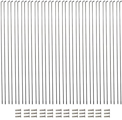 Vincita 36 radios de Acero Inoxidable para Bicicleta 14G J Bend de 254 mm a 294 mm con boquillas de latón para radios de Rueda MTB, radios de Repuesto/reparación (266 mm)