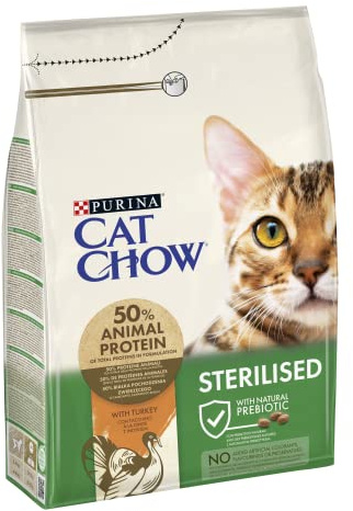PURINA CAT CHOW | Adulte | Croquettes pour Chat Stérilisé | Dinde | Sac | Lot de 4 x 3 Kg