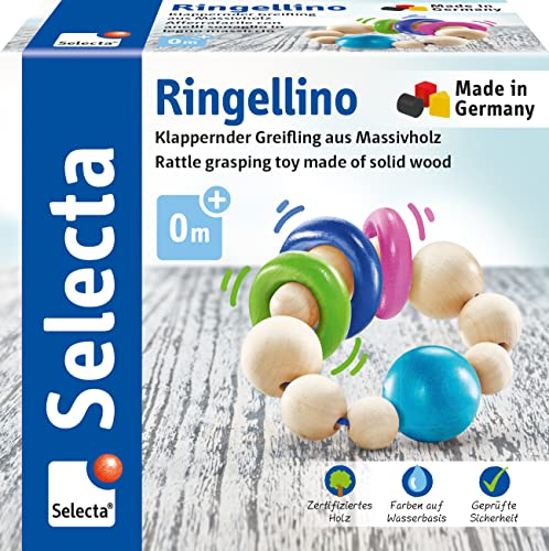 Selecta 61070 Ringellino, klappernder Greifling aus Holz, 8,5 cm