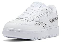 Reebok Women's Club C Double Sneaker, White/Core Black/Pure Grey, 38 EU