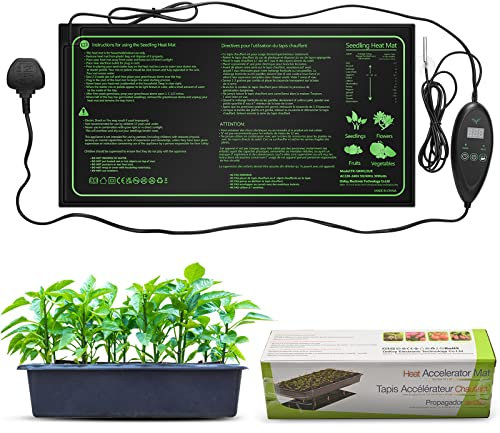 Errum Seedling Heat Mat Plant Heated Propagator with Digital Timer & Thermostat Controller, Waterproof Seedling Heating Pad for Propagation Germination Tray (10''x20'')