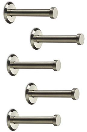 SOTECH 5 Stück Edelstahl Kleiderhaken MEDEA (Ø 10/15 mm, Länge 70 mm) Wandhaken gebürstet, verdeckte Befestigung, inkl. Schrauben und Dübel