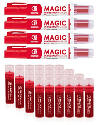 ESENG® Whiteboard Marker Magic WM-218 (4 Marker + 24 Patronen | Rot)