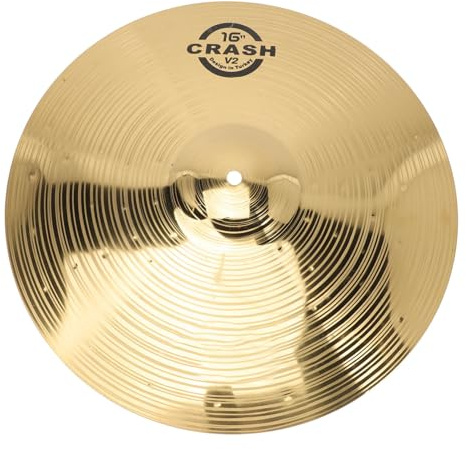Vaguelly 40.6 cm Crash Becken Messing Becken Schlagzeug Set Percussion Becken für Anfänger und Studenten Gold 40cm