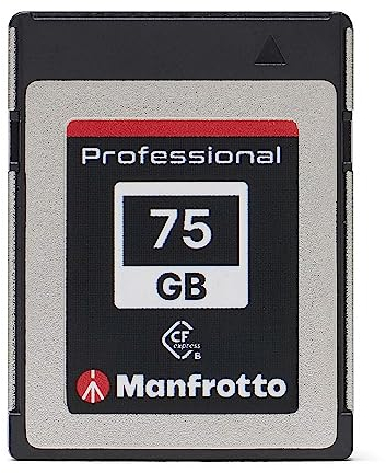 Manfrotto Professional-Speicherkarte, 75 GB, PCIe 3.0, CFexpress Typ B, für Profi-DSLR und gehobene CSC-Kameras, zum Aufzeichnen von 8K-, 6K- und 4K-Videos