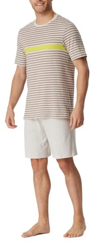 Schiesser Herren Schlafanzug kurz Rundhals-Nightwear Set Pyjamaset, Braun_181165, 48