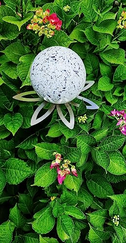 Jürgen Bocker Garten-Ambiente Blütenzauber Paris Rosenkugel 10 cm Edelstahl Gartenstecker Deko mit Stab 80 cm (weiß)