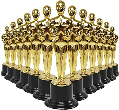 Kopinma Lot de 24 Statuettes de Trophées en Plastique, Trophée Football, Gold Star Award pour Les Faveurs de Fête, Récompense Scolaire, Prix de Jeu, Awards Galas