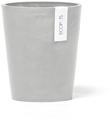 Ecopots Blumentopf Morinda für Orchideen - hell grau - Durchmesser Ø 17 cm rund - mit Wasserablauf - Pflanzentopf aus Recycling Kunststoff - modern für Indoor und Outdoor